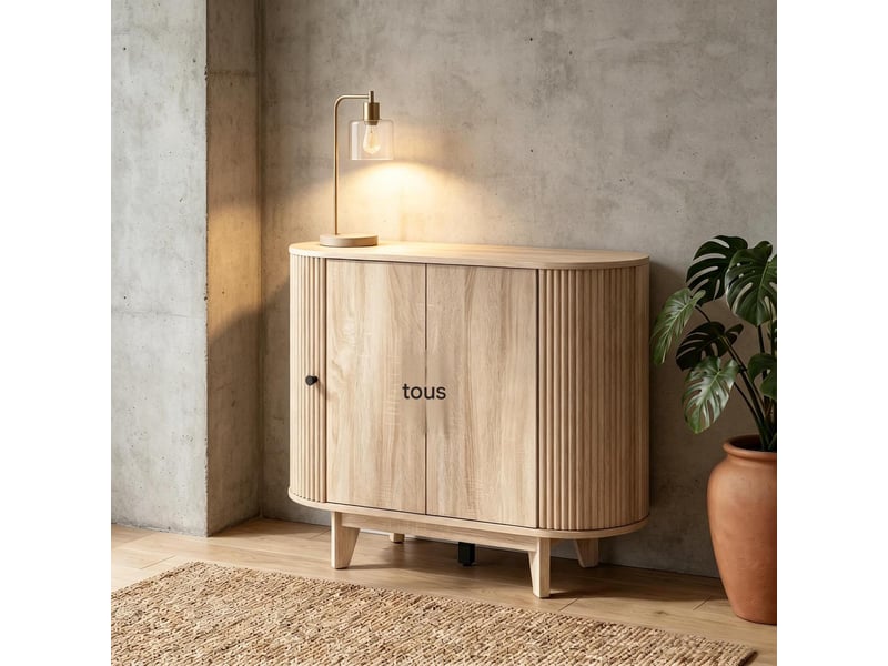  Buffet ovale 4 portes avec étagère réglable en mdf et acier 90 x 40 x 76 cm T5828P542026 - Conforama B
