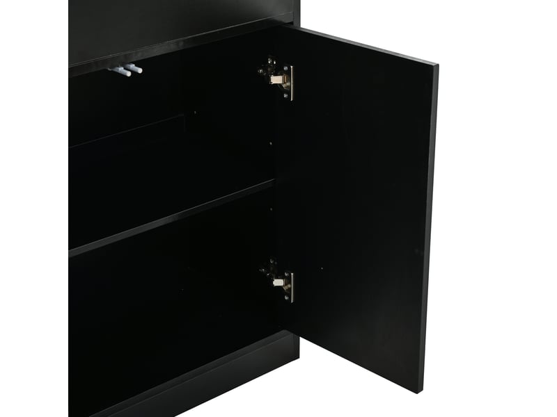  Vitrine led 70x34x180 cm avec 2 tiroirs panneau de particules noir  - Conforama D