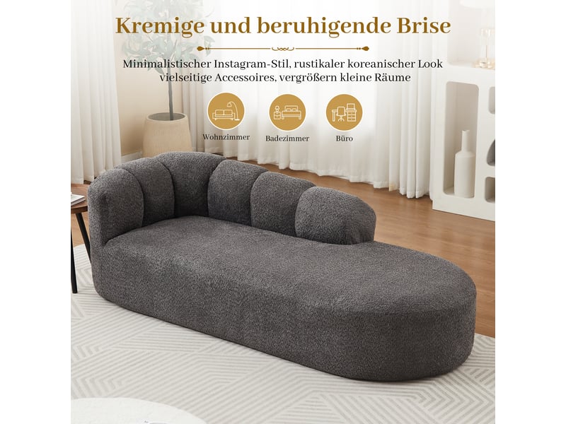 Canapé méridienne, chaise longue, en chenille, gris foncé, dossier inclinable, sans accoudoirs, design moderne, chambre, pour salon - Conforama W