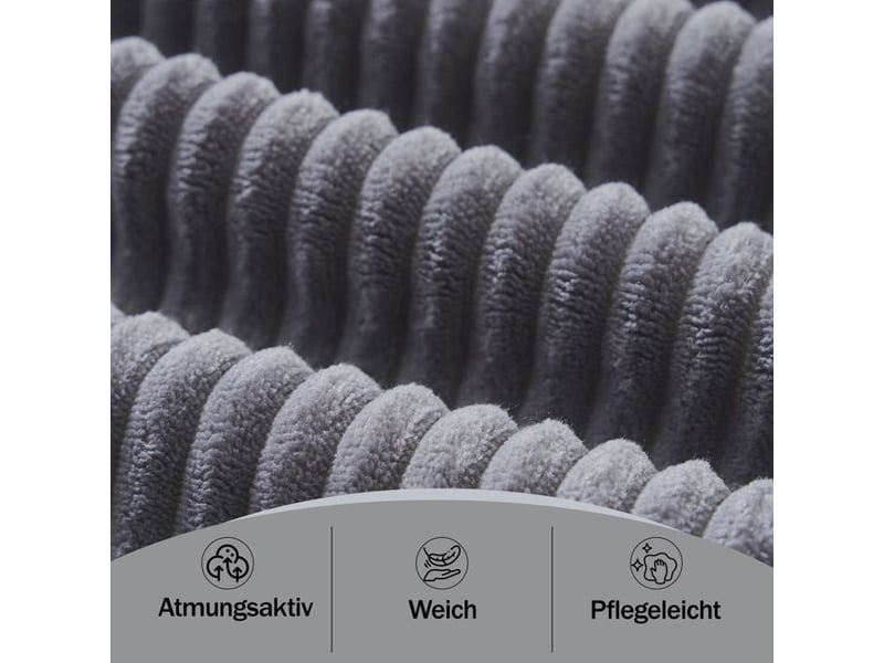 Canapé d'angle modulaire - forme en l - 2 places + méridienne - velours côtelé - gris - 235x128x60 cm gris - Conforama D