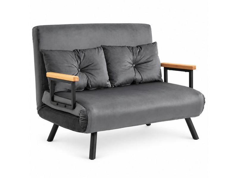  Canapé convertible, canapé-lit : avec rangement, gris foncé, 102 x 73 x 81 cm, en velours  - Conforama A