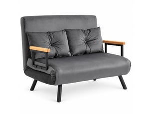 Canapé droit fixe <strong></strong> <strong></strong> 1 place Velours gris avec coffre de rangement