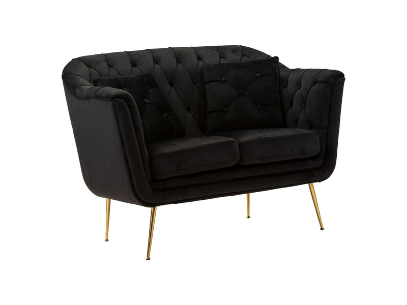  Canapé fixe 2 places diskit, effet velours matelassé, 130x83x91h cm noir Diskit - Conforama A