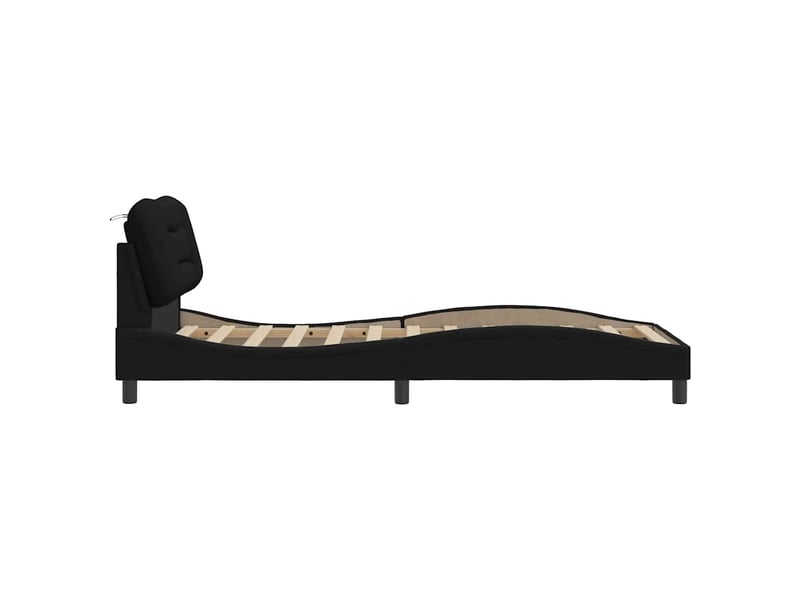  Lit simple- lit adulte -  cadre de lit sans matelas hvar noir 80x200 cm tissu  - Conforama D