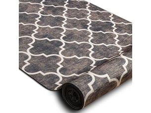 Tapis de couloir antidérapant lotus clover 60923 trèfle, mélange marron lavable 80 cm 80x610 cm