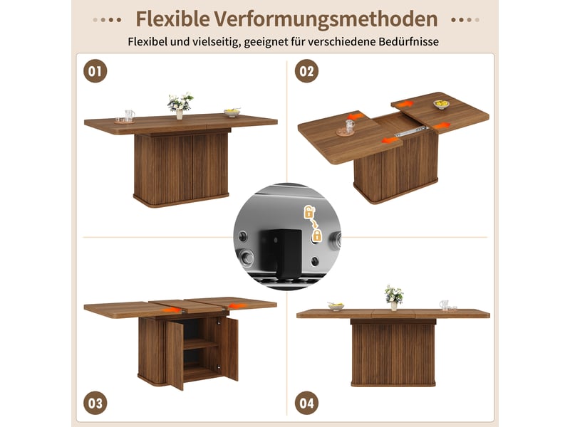  Table à manger extensible 140-180x80x76.5cm avec rangement caché, brun foncé Bliss Lite - Conforama D