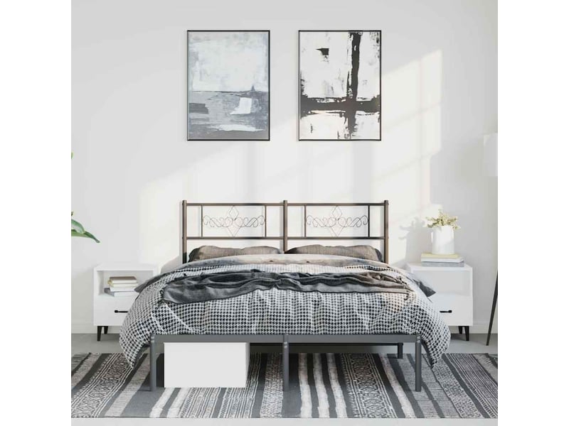 Lit double- lit adulte - cadre de lit métal sans matelas avec tête de lit noir 135x190cm - Conforama C