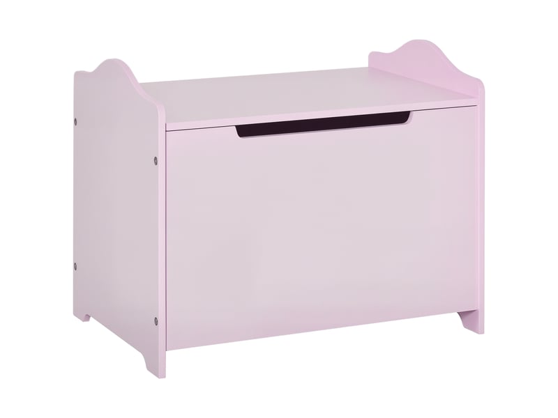  Banc de rangement en bois pour jouets, banc de rangement pour chambre d'enfant avec couvercle à piston pneumatique, 60 x 40 x 48 cm, rose  - Conforama A