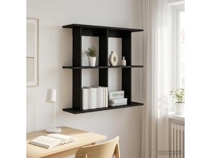 Étagère flottante, étagère suspendue montage mural chêne noir 80 x 20 x 75 cm cf42512