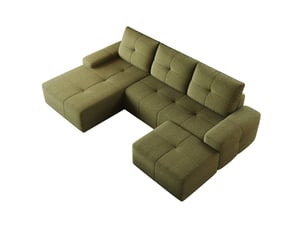 Canapé d'angle compressé gauche fixe MODFU 4 places Tissu vert olive