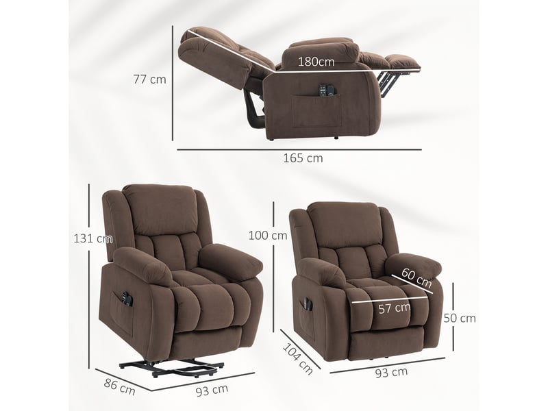  Fauteuil releveur électrique massant chauffant marron 93x104x100 cm  - Conforama C