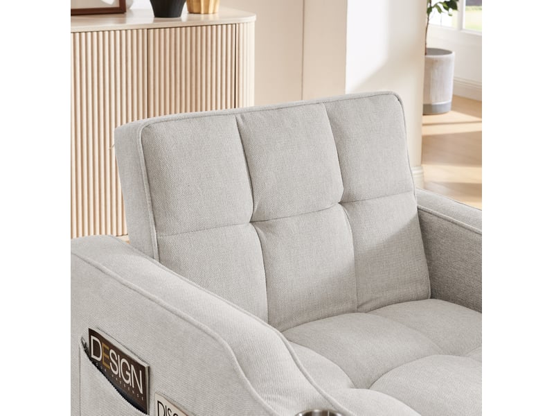 Fauteuil convertible 1 place beige en tissu, couchage 190 cm, usb-c et dossier réglable à 3 positions  - Conforama D