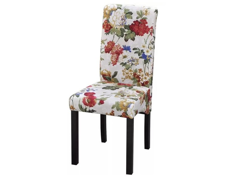  Chaise tissu motif floral et pieds bois noir blumen - lot de 2  - Conforama A