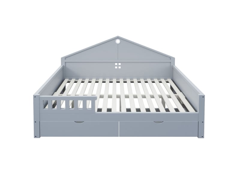  Lit avec tiroirs 140 x 200 cm lit rangement bande lumineuse intégrée tiroirs de rangement coloris gris  - Conforama A