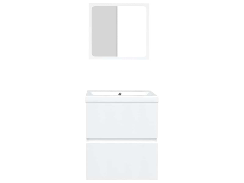 Armoire lavabo de salle de bain avec bassin et miroir blanc - Conforama D