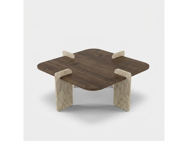  Table basse carrée moderne en mélaminé poalla - noyer  - Conforama A