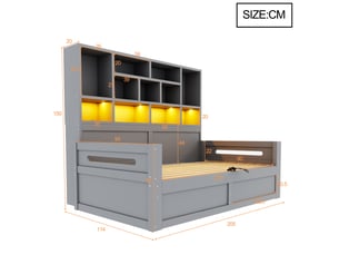Lit simple 90x200 cm coloris gris