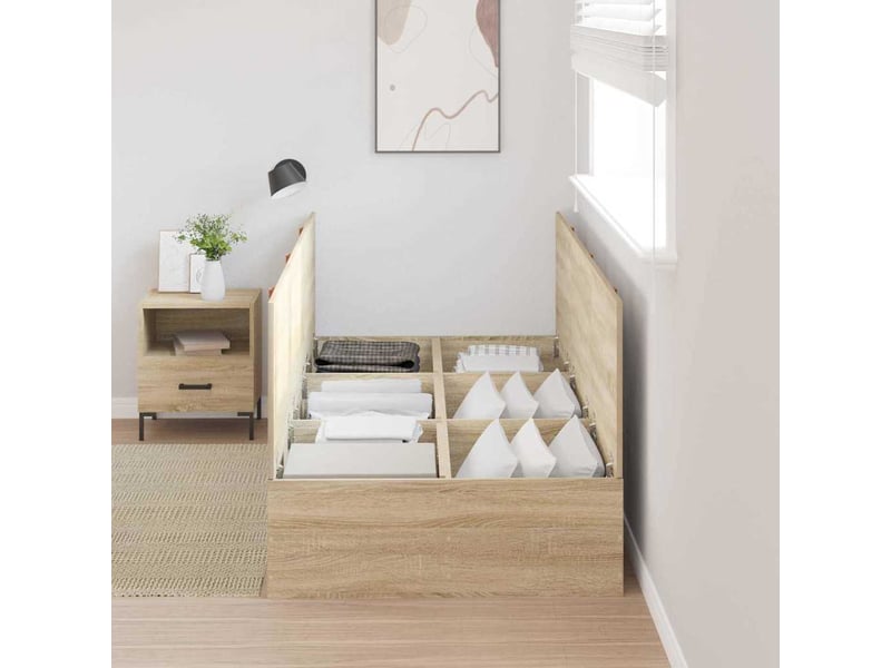 Lit simple- lit adulte - cadre de lit avec rangement avec porte chêne sonoma 80 x 200 cm - Conforama B