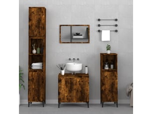 Ensemble de meubles de salle de bain 3 pcs chêne fumé cf63682