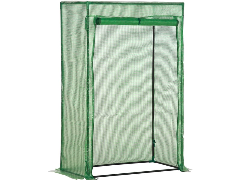  Mini-serre de jardin 100x50x150 cm – vert foncé – porte enroulable et structure en acier galvanisé  - Conforama A