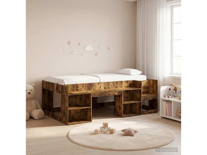  Cadre de lit pour enfants - lit jeune avec rangement chêne fumé 80 x 200 cm  - Conforama B