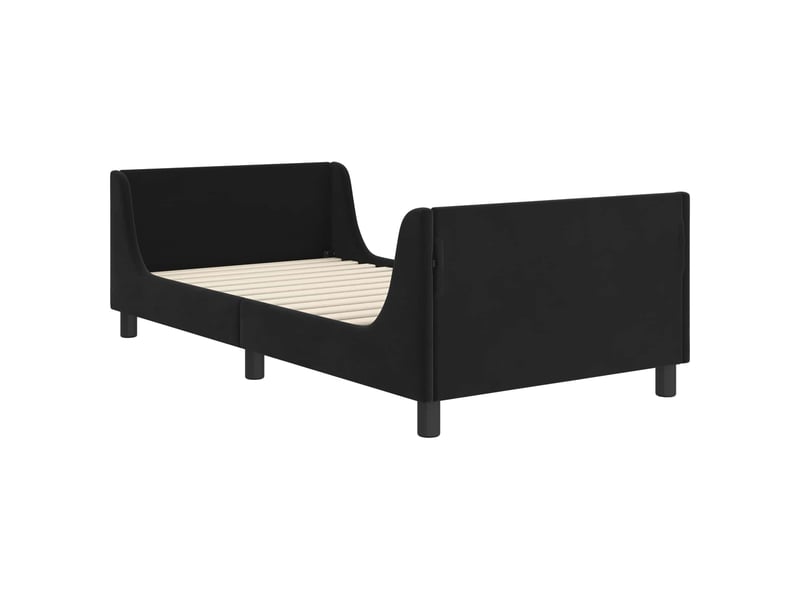  Cadre de lit pour enfants - lit jeune avec tête de lit noir 90 x 200 cm  - Conforama D