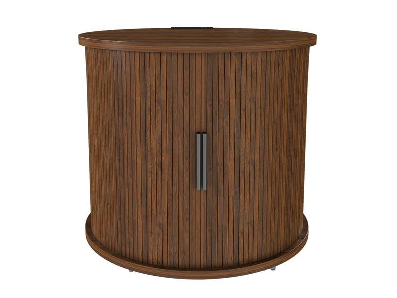  Table de chevet ronde 60x60x60 cm coloris noyer avec prise et 2 ports usb  - Conforama A