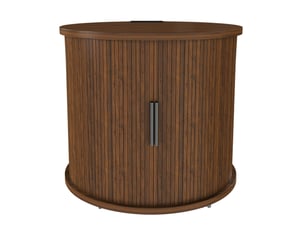 Table de chevet ronde 60x60x60 cm coloris noyer avec prise et 2 ports usb