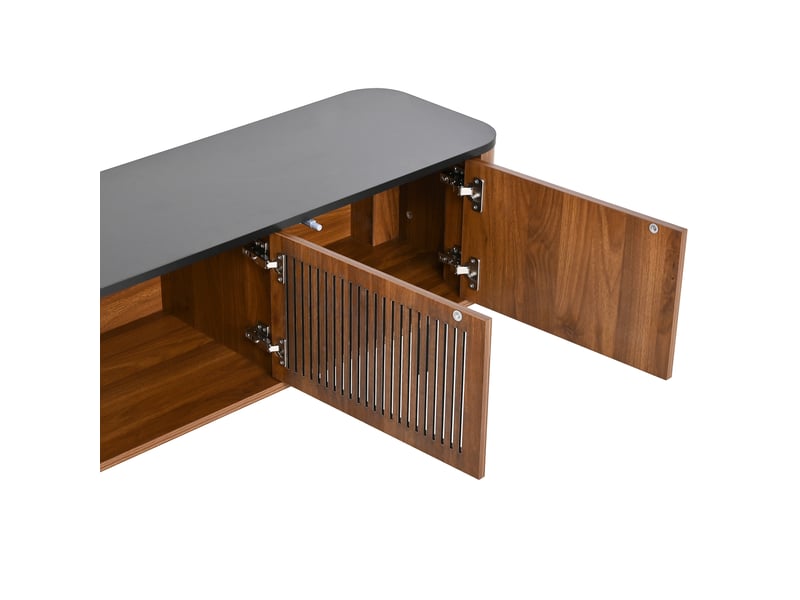  Meuble tv moderne noir et noyer, 190 cm avec rangement  - Conforama D