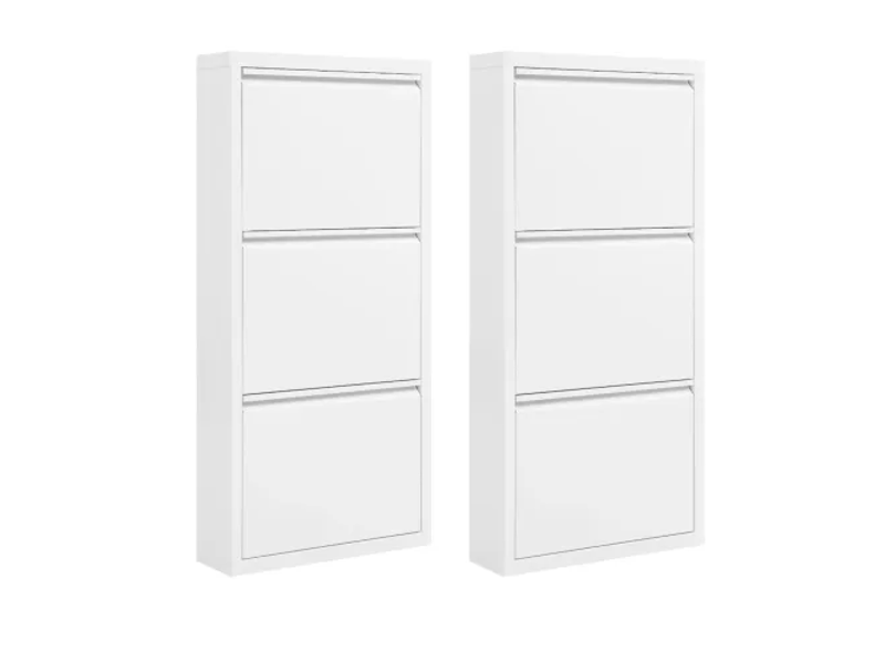  Meuble à chaussures modèle slim, armoire rangement moderne, entrée, 2 pièces porte-chaussures  - Conforama A
