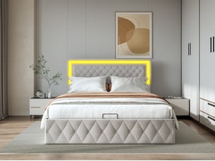 Lit coffre 160x200 cm <strong></strong> <strong></strong> coloris beige