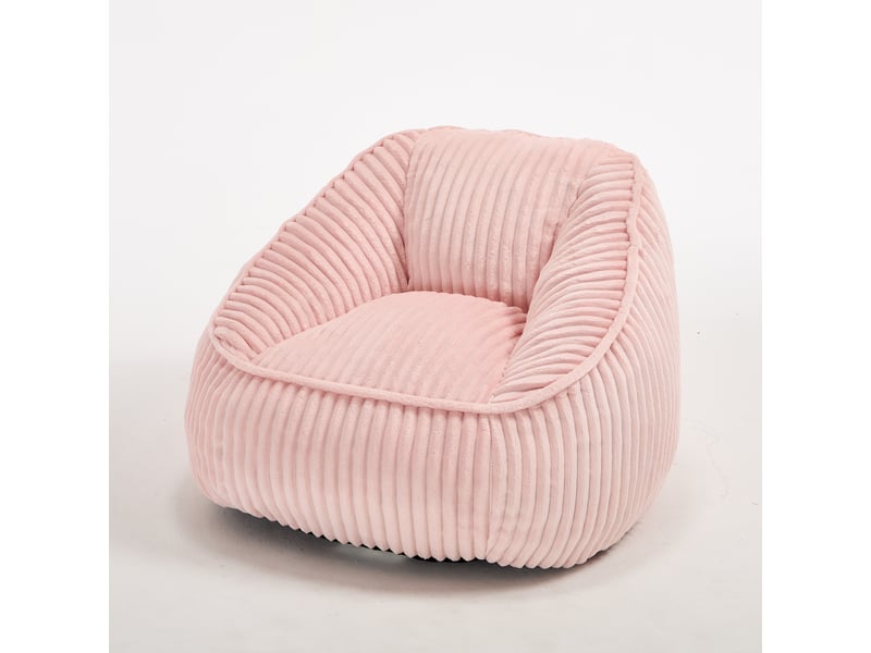  Fauteuil pouf sans assemblage, peluche bouclée rayée,rose, dimensions 92×98×73 cm  - Conforama W