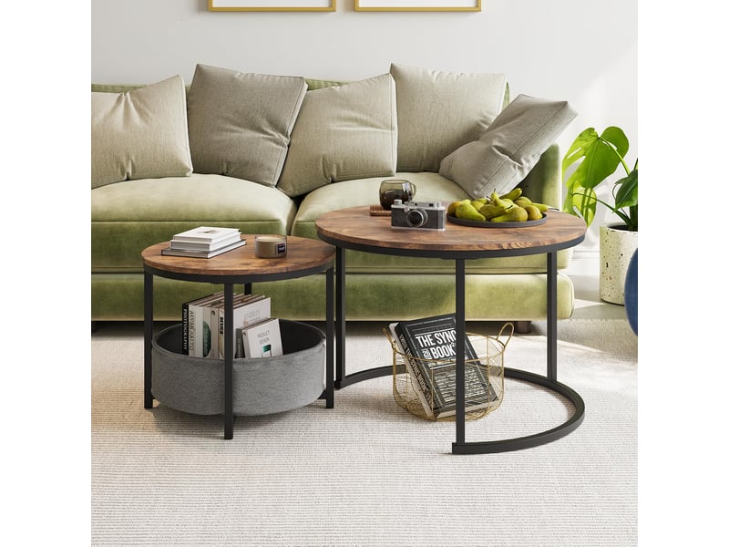 Tables basses imbriquées lot de 2 design industriel avec structure métallique - Conforama B