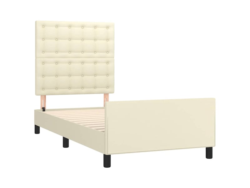  Lit simple- lit adulte -  cadre de lit sans matelas crème 80x200 cm similicuir  - Conforama C