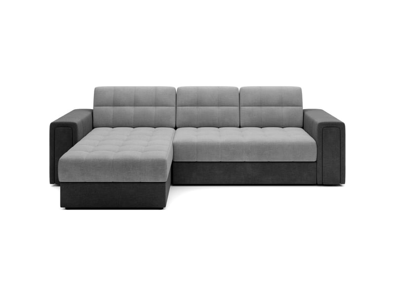 Canapé d'angle convertible kapitara gris et noir réversible avec coffre de rangement - Conforama A