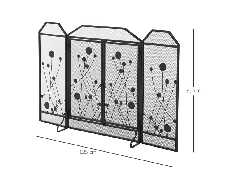  Pare-feu pliable en acier noir et métal avec 2 portes à fermeture magnétique, 125 x 80 cm  - Conforama E