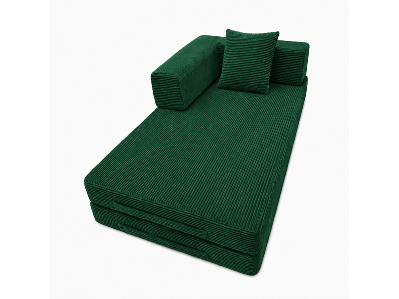  Canapé convertible, canapé-lit, en velours tricoté, vert foncé, pour salon, mobilier pour espace de vie, chambre  - Conforama B