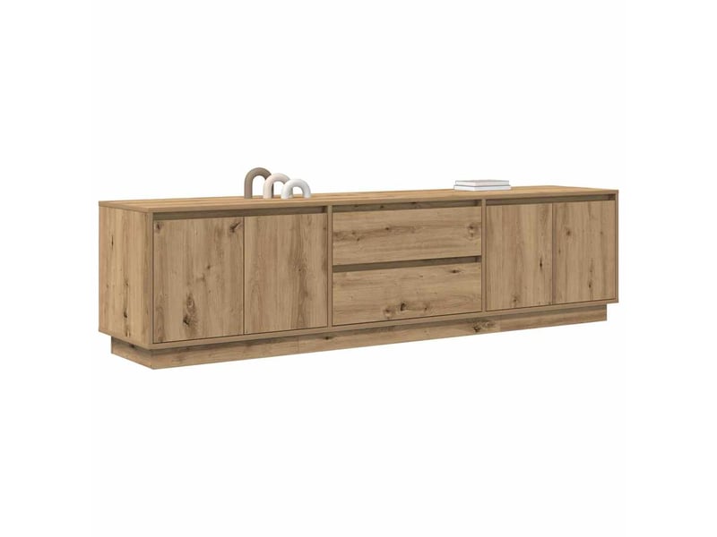  Meuble tv - banc tv - meuble de rangement avec éclairages led chêne artisanal 193,5x41x50 cm  - Conforama E