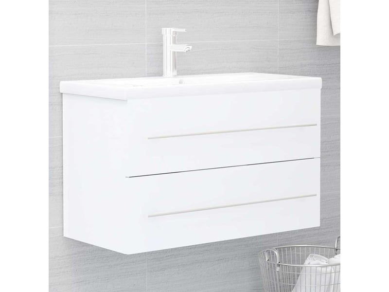  Armoire d'évier avec lavabo intégré blanc aggloméré shl3334  - Conforama B