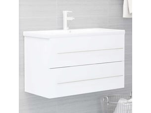 Armoire d'évier avec lavabo intégré blanc aggloméré shl3334