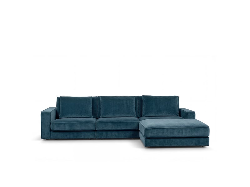 Canapé velours angle d bleu pétrole venezia 5 pl 3CA56.PI.5A.D.24 - Conforama A