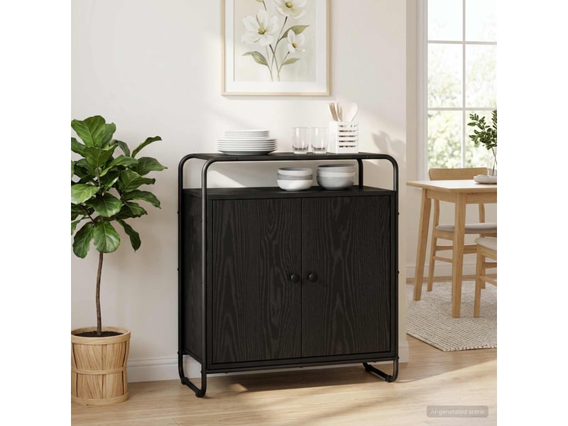  Buffet salon, buffet de rangement chêne noir 68x35x75 cm bois d'ingénierie shl40170  - Conforama B