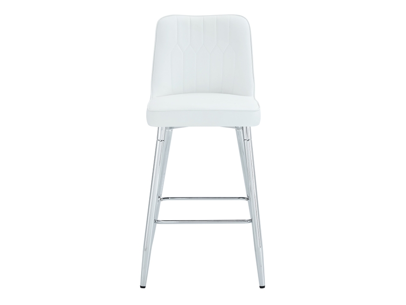  Lot de 2 tabourets de bar 100 cm – simili-cuir blanc, piètement métal argenté, repose-pieds, confort, coloris variés  - Conforama A