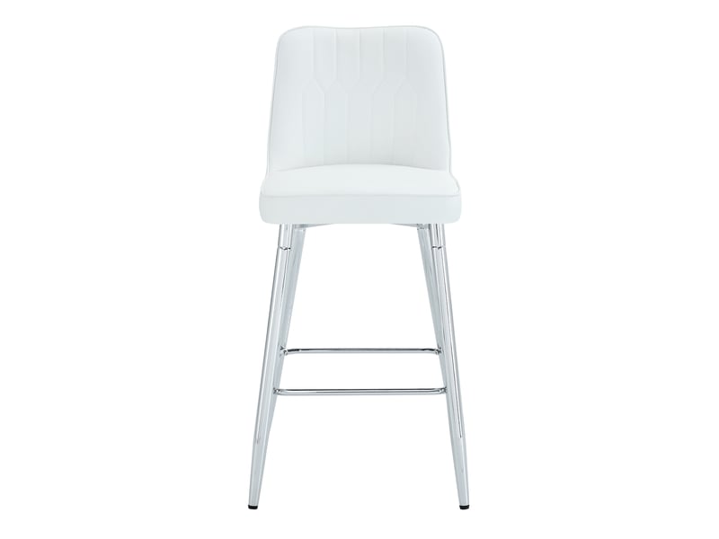  Lot de 2 tabourets de bar 100 cm – simili-cuir blanc, piètement métal argenté, repose-pieds, confort, coloris variés  - Conforama A