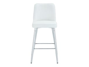 Lot de 2 tabourets de bar 100 cm – simili-cuir blanc, piètement métal argenté, repose-pieds, confort, coloris variés