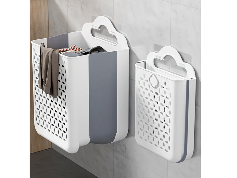  Panier de rangement mural multifonctionnel, grande capacité 33*25*48, pliable, dortoir salle de bain buanderie, panier à linge sale portable  - Conforama C