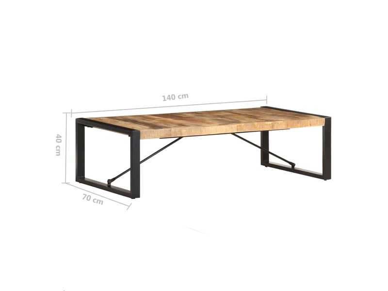  Vidaxl table basse 140x70x40 cm bois de manguier brut  - Conforama C