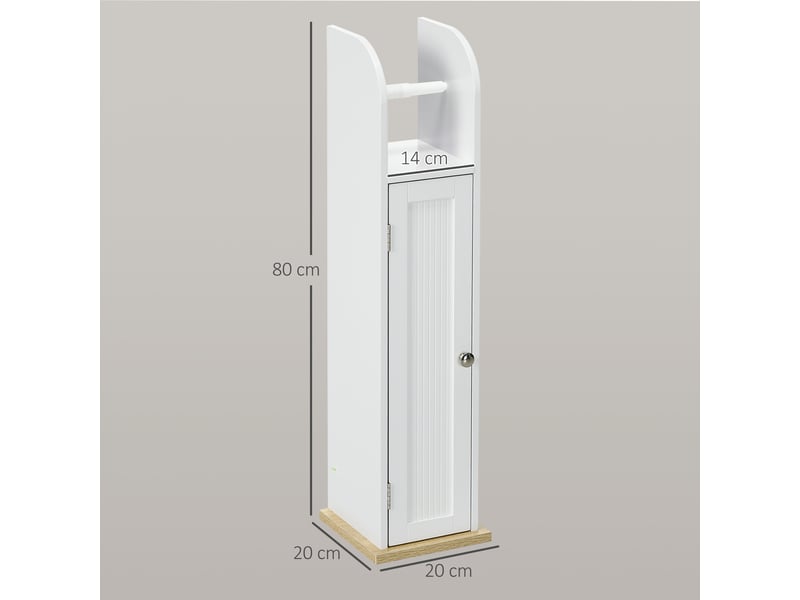  Meuble de salle de bain avec porte-papier toilette et 3 compartiments, 20 x 20 x 80 cm, blanc  - Conforama E