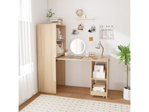 Bureau d'angle enfant 126 cm coloris naturel