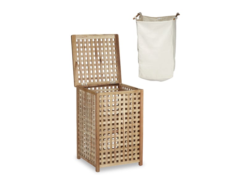  Panier à linge design moderne salle de bain 50 x 40 x 30 cm en bois de noyer 13_0003284  - Conforama D